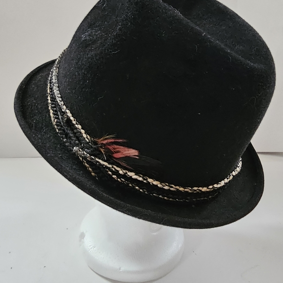 Vintage Mallory felt fedora black hat 1950s-1960s Retro style - Picture 3 of 15